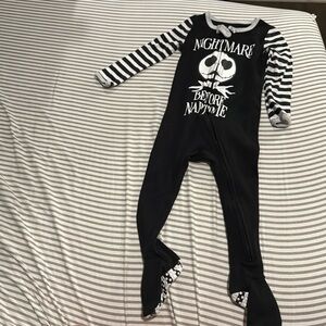 Nightmare Before Naptime Kids Footie Pajamas - Black and White